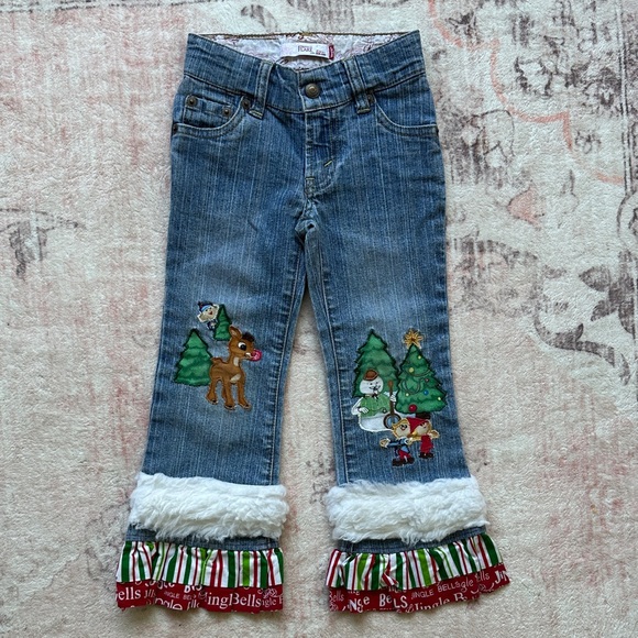 Levi's Blue Kids Jeans with Festive Embroidery. ONE OF A KIND. - Picture 1 of 9